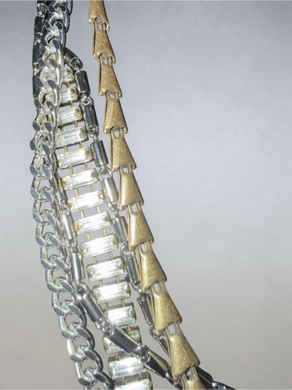 Stella & Dot Multi-Strand Necklace | Mixed Metal Crystal Chain Necklace